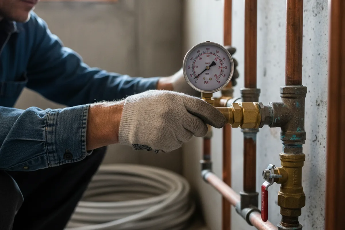 Pressure testing a repaired line during Water Line Repair in Richwood
